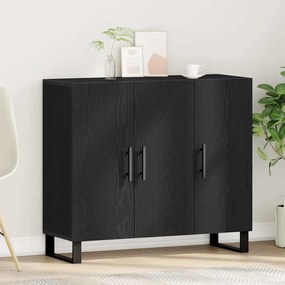 Sideboard vidaXL com 3 portas em Carvalho Preto 90x34x80 cm em Madeira Ingênua
