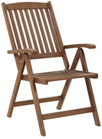 Conjunto 2 cadeiras de jardim em madeira escura de acácia e almofadas branco creme AMANTEA Beliani