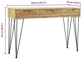 Mesa consola em teca maciça 120x35x76 cm