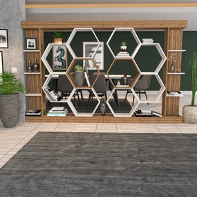 Estante Sueno – Branco/Nogueira – 140x29,6x177,4 cm