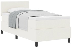 Cama Box Spring com Colchão Creme 90x200 cm Tecido de Veludo
