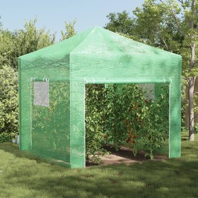 vidaXL Estufa com telhado Manual Verde 290 x 290 x 315 cm Aço