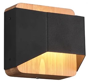 Candeeiro de parede preto 12 cm incl. LED regulável em 3 níveis - Tyko Moderno