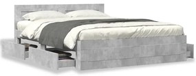 Estrutura de cama c/ cabeceira derivados madeira cinza-cimento