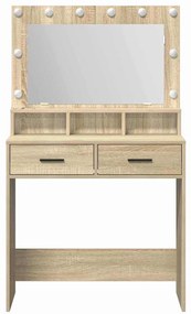 Mesa de Maquiagem vidaXL com Luzes LED Carvalho Sonoma 79x41x135 cm