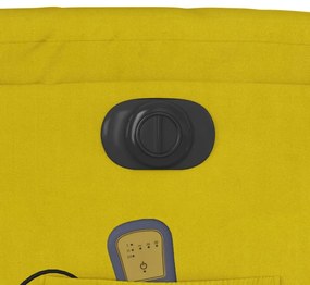 Poltrona de massagens reclinável elétrica veludo amarelo