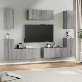 vidaXL Conjunto móveis de TV 7 pcs madeira processada sonoma cinza