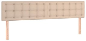 Cabeceira cama c/ LED couro artificial 200x5x78/88cm cappuccino