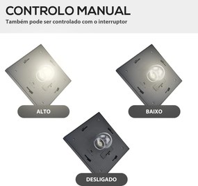 Candeeiro Solar de Jardim com 3 Luzes LED Impermeável IP44 Sensor de Noite Candeeiro de Exterior 51,5x47x182,5cm Preto