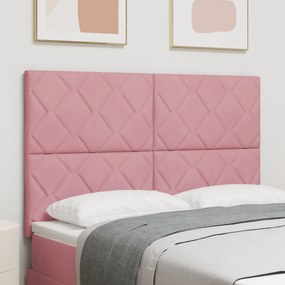 Cabeceira Design de Blocos de Diamante Rosa 140 cm Veludo