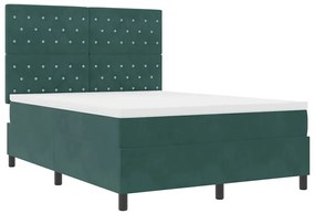 Cama Box com Colchão vidaXL Verde Escuro 140x190 cm Veludo
