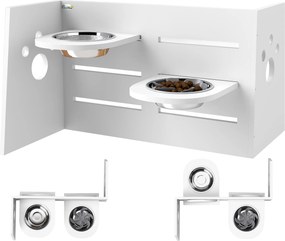 Comedouro para Cães Elevado com 3 Alturas 2 Tigelas 2x1L e Sistema de Alimentação Lenta 63x58,5x40 cm Branco