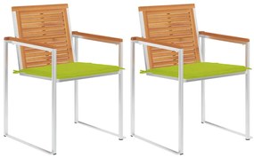 vidaXL Cadeiras de jardim com almofadões 2 pcs acácia maciça e aço