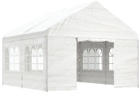 Gazebo com telhado 4,46x4,08x3,22 m polietileno branco