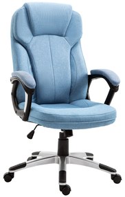 Vinsetto Cadeira de Escritório Giratória Cadeira de Escritório Ergonômica com Altura Ajustável Apoio para os Braços e Encosto Acolchoado de Linho Sintético 66x75x110-120cm Azul Claro