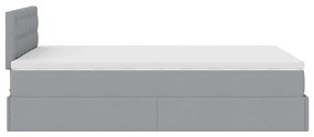 Cama otomana com colchão 120x200 cm tecido cinzento claro