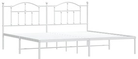 Estrutura de cama com cabeceira 200x200 cm metal branco