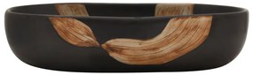 Lavatório de bancada oval 59x40x14 cm cerâmica preto