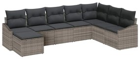 Conjunto de Jantar de Jardim de 8 Peças com Almofadas Cinza