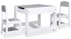 Mesa infantil com duas cadeiras MDF branco