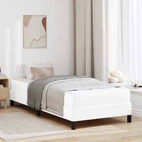 vidaXL Cama com colchão Branco Puro 100 x 200 cm Couro sintético