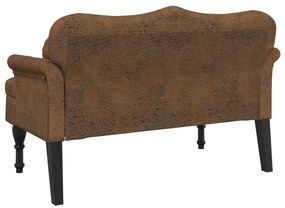 Banco c/ almofadões 120,5x65x75 cm camurça artificial castanho