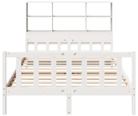 Cama com estante sem colchão 160x200 cm pinho maciço branco