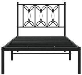 Estrutura de cama com cabeceira 90x190 cm metal preto