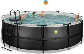 Piscina redonda Black Leather  ø450x122cm com bomba de filtragem - preta