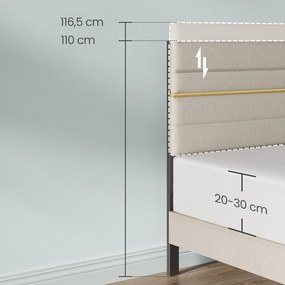 Estrutura de cama de casal, adequada para colchões de 160 x 200 cm (NÃO INCLUIDO) bege