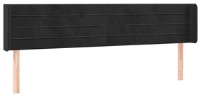 Cabeceira de cama c/ luzes LED veludo 163x16x78/88 cm preto