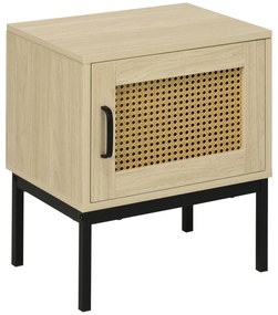 HOMCOM Mesa Cabeceira Vime Estilo Cannage Pés Metal Moderna Prática Design Elegante 43x30x51 cm Madeira Preto | Aosom Portugal