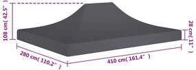 Teto para tenda de festas 4x3 m 270 g/m² antracite