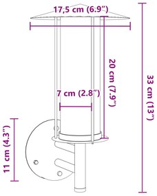 Candeeiro de parede para exterior aço inoxidável prateado