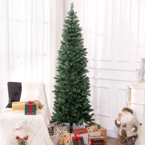 Árvore de Natal Tipo Lápis 210 cm com Base Dobrável e 687 Ramos para  Escritório Verde