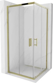 Mexen Rio cabine de duche quadrada 90 x 90 cm, transparente, ouro - 860-090-090-50-00