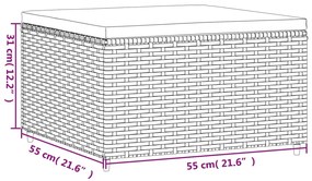 Apoio de pés p/ jardim com almofadão vime PE cinzento