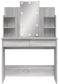 Toucador com luzes LED 96x40x142 cm cinzento sonoma