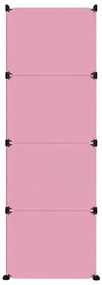 Armário de arrumação infantil com 12 cubos PP rosa