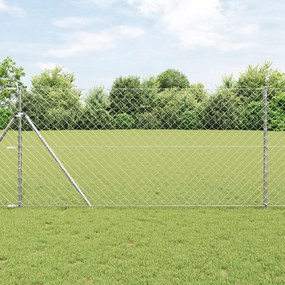 Cerca de Cadeia com 7 Postes 1,4x10 m Aço Galvanizado