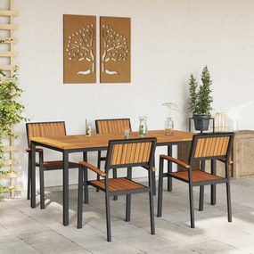 Conjunto de Jantar para Jardim com 5 Peças em Madeira Sólida de Acácia