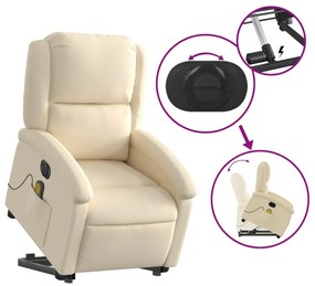 Poltrona elétrica elevatória massagens tecido creme