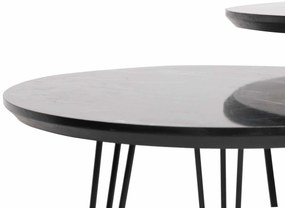Conjunto de Mesas de Apoio Siyah Mermer – Cinza e Preto – 38x38x45/50/