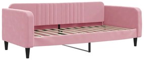 Sofá-cama com gavetão e gavetas 90x200 cm veludo rosa