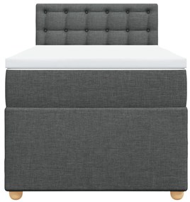 Cama box spring com colchão solteiro tecido cinzento-escuro
