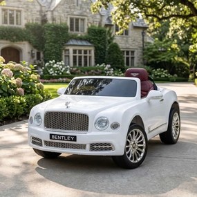Carro elétrico para crianças até aos 5 anos Bentley Mulsanne 12V, pneus de borracha EVA, controlo remoto Branco