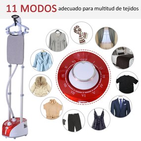 HOMCOM Escova de vapor de roupas Temperatura 1800W ajustável a 11 níve