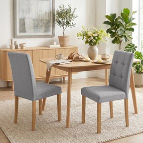 Conjunto de 2 cadeiras de sala de jantar (MESA NÃO INCLUIDA), cadeira de cozinha moderna com assento estofado em tecido com efeito de linho, cinzento