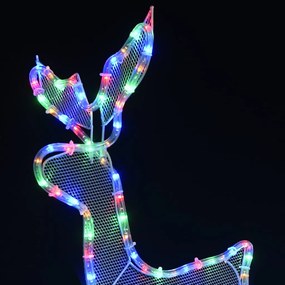 Iluminação de Natal formato rena e trenó com rede 432 luzes LED