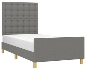 Estrutura de cama sem colchão 100x200 cm tecido cinzento-escuro